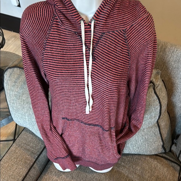 J. Crew Red Hooded Sweatshirt Striped Casual - Picture 1 of 4